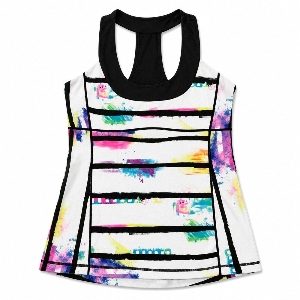 Lululemon Scoop Neck Yoga Tank Built In Bra Abstract Print Size 10